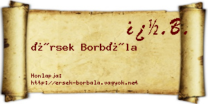 Érsek Borbála névjegykártya